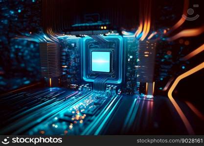 Cyber Space Connection Technology Computer Background with Chipset Central Processor. Generative AI. High quality illustration. Cyber Space Connection Technology Computer Background with Chipset Central Processor. Generative AI