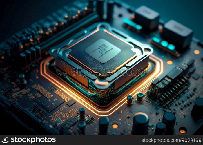Cyber Space Connection Technology Computer Background with Chipset Central Processor. Generative AI. High quality illustration. Cyber Space Connection Technology Computer Background with Chipset Central Processor. Generative AI