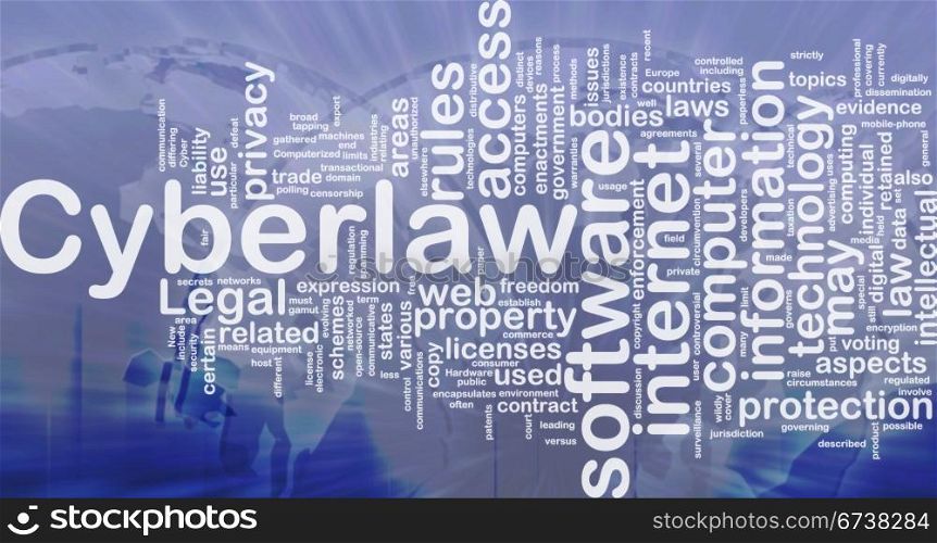 Cyberlaw background concept. Background concept wordcloud illustration of cyberlaw international