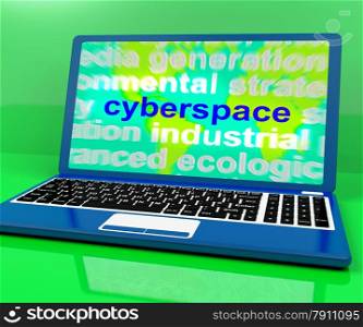 Cyberspace Definition On Laptop Shows Internet. Cyberspace Definition On Laptop Showing Internet