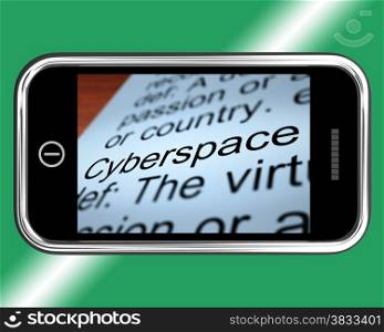 Cyberspace Definition On Mobile Phone Shows Internet Connection. Cyberspace Definition On Mobile Phone Showing Internet Connection