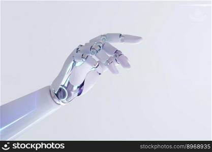 Cyborg hand finger pointing, technology of artificial intelligence