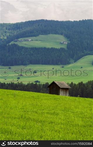 Cycleway of Pusteria Valley, Bolzano province, Trentino Alto Adige, Italy. Mountain landscape at summer
