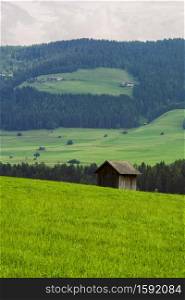 Cycleway of Pusteria Valley, Bolzano province, Trentino Alto Adige, Italy. Mountain landscape at summer