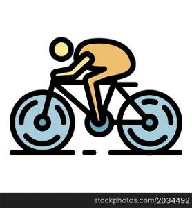 Cycling weight loss icon. Outline cycling weight loss vector icon color flat isolated. Cycling weight loss icon color outline vector