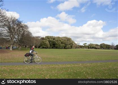 Cyclist in the phoenix park, Dublin