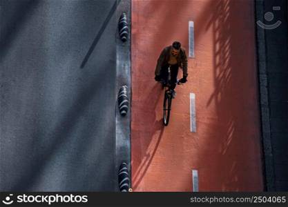 cyclist on the steet in Bilbao city spain, mode of transportation