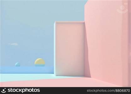 Cylinder abstract minimal scene with geometric platform