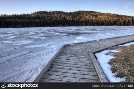 Cypress Hills Alberta lake in winter cold
