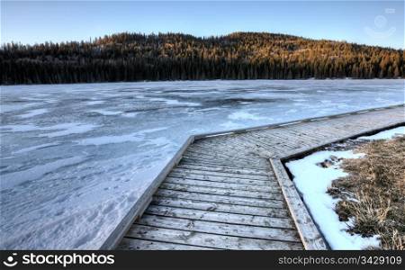 Cypress Hills Alberta lake in winter cold