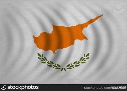 Cypriot national official flag. Patriotic symbol, banner, element, background. Correct colors. Flag of Cyprus wavy with real detailed fabric texture, accurate size, illustration