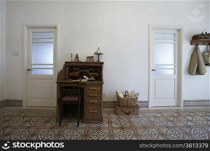 Cyprus, writing desk in entrance hall of 1950&acute;s town house