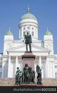 Czar alexander ii statue and helsinki cathedral