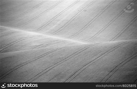 Czech Moravia hills. Agriculture . Arable lands in spring