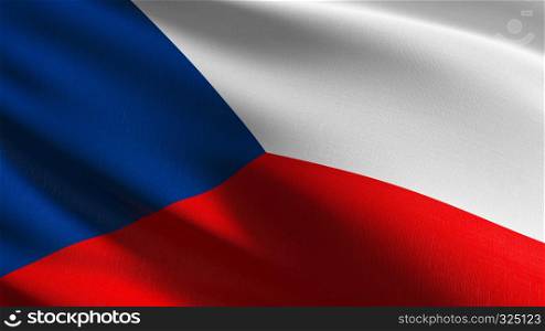 Czech Republic national flag blowing in the wind isolated. Official patriotic abstract design. 3D rendering illustration of waving sign symbol.