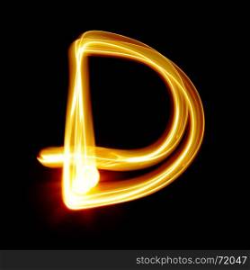 D - Created by light alphabet over black background