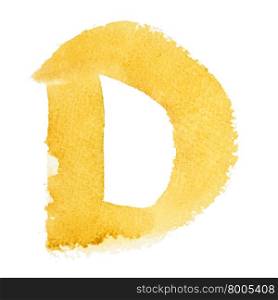 D - Watercolor letters isolated over the white background