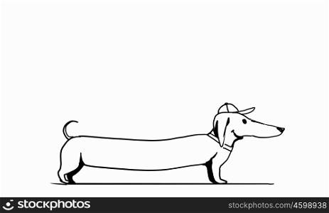 Dachshund Dog. Sketch of Dachshund dog on plain texture background