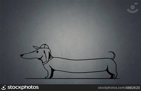 Dachshund Dog. Sketch of Dachshund dog on plain texture background