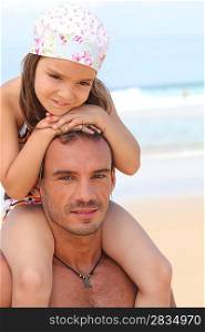 dad and daughter at beach