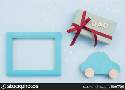 dad inscription with gift box small car frame