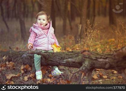 dad with daughter on picnic in the autumn forest