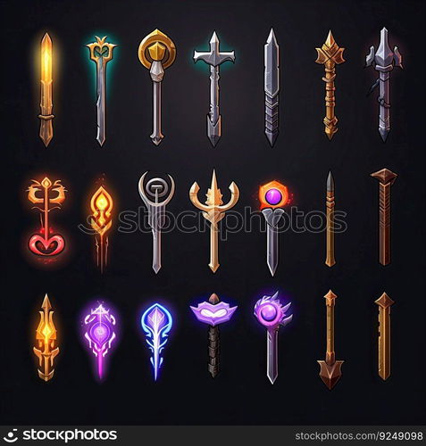 dagger sword weapon game ai generated. icon symbol, fantasy armor, military dagger sword weapon game illustration. dagger sword weapon game ai generated