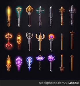 dagger sword weapon game ai generated. icon symbol, fantasy armor, military dagger sword weapon game illustration. dagger sword weapon game ai generated