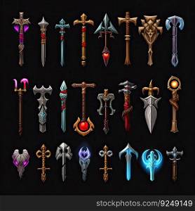 dagger sword weapon game ai generated. icon symbol, fantasy armor, military dagger sword weapon game illustration. dagger sword weapon game ai generated
