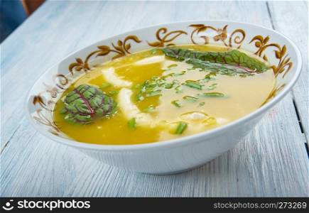  Dahi Shorba - Punjabi tangy vegetable soup. made by quick tadka of cucumber and onion in curd.