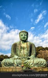 Daibutsu, the famous Great Buddha bronze statue in Kamakura, Kotokuin Temple in Japan.