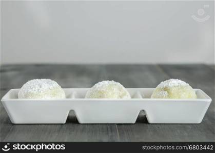 Daifuku Mochi Japanese dessert on white plate , still life