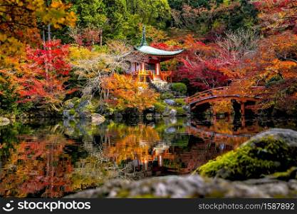 Daigo-ji temple with colorful maple trees in autumn in Kyoto, Japan