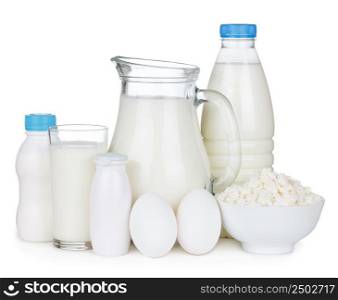 Dairy products isolated on white background