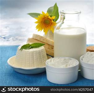 Dairy Products On Nature Background