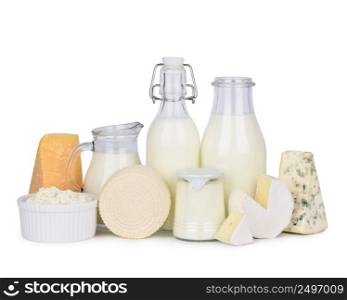 Dairy products set isolated on white background