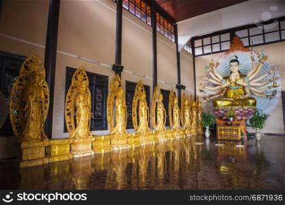 DALAT, VIETNAM - February 17, 2017: Linh An Pagoda with Big happy Buddha. Da Lat. Vietnam. Linh An Pagoda is located in Nam Ban hamlet around 30km southwest of Dalat