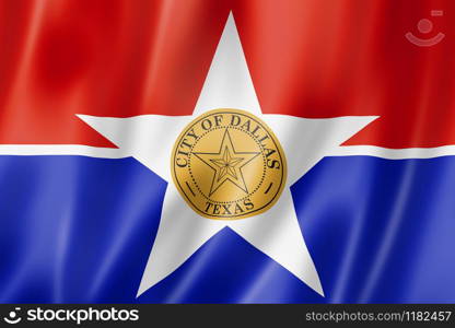 Dallas city flag, Texas. United states waving banner collection. 3D illustration. Dallas city flag, Texas, USA