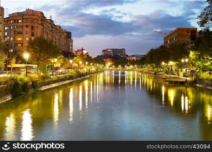 Dambovita river in Downtown of Bucharest, Romania