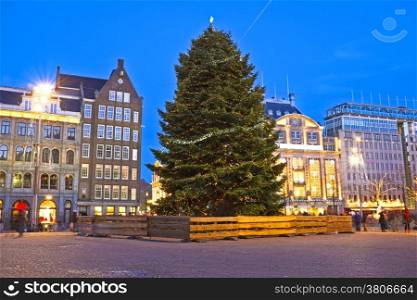 Damsquare in Amsterdam at christmas in the Netherlands