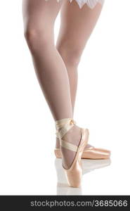 dancer in ballet shoes dancing in pointe