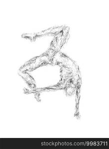 Dancer sketch. Dynamic illustration. Graphite pencil drawing
