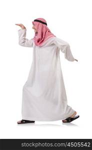 Dancing arab man isolated on white