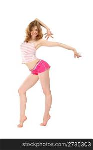 Dancing flexible girl in sportswear