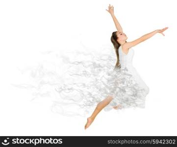 Dancing girl in dress isolated