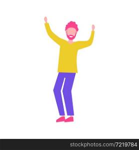 Dancing man. Party. Smiling young guy at a dance party. Flat style. Vector illustration