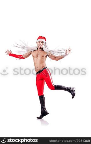Dancing santa isolated on the white