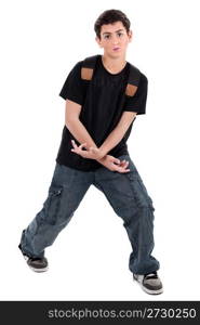 dancing teenager on white isolated background