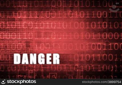 Danger Warning on a Digital Binary Warning Abstract