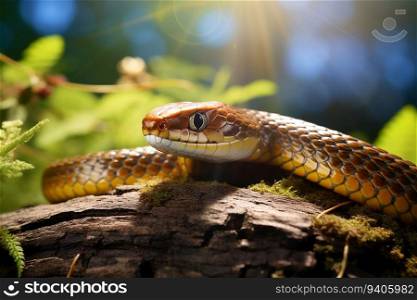 Dangerous Snake Wild Animal on Forest Jungle with Nature View in Bright Day